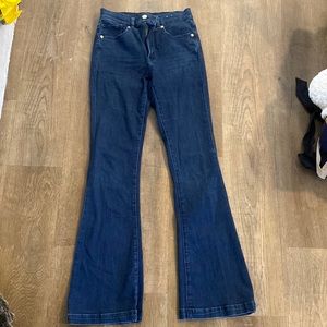 Express high-rise, super flare jeans